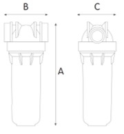 Dimensions of Water Filter 15mm Inline